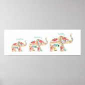 Elegant Floral Decorative Elephant Nursery Poster (Voorkant)