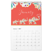 Elegant Floral Decorative  Elephant Pattern Kalender (Jan 2027)