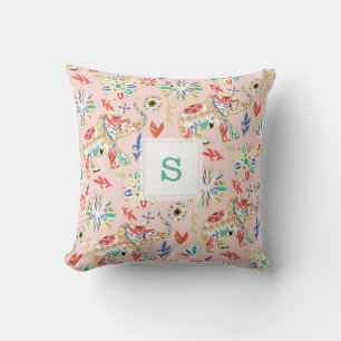 Elegant Floral Decorative  Elephant Pattern Kussen