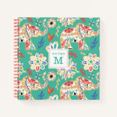 Elegant Floral Decorative Elephant Pattern Notitieboek (Voorkant)