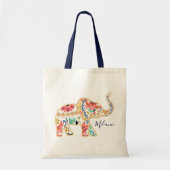 Elegant Floral Decorative  Elephant Pattern Tote Bag (Voorkant)
