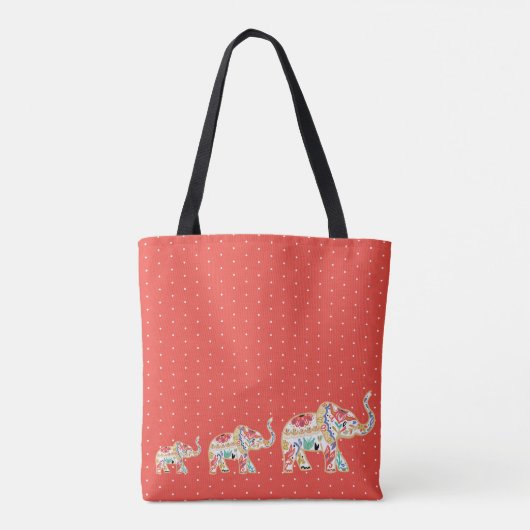 Elegant Floral Decorative  Elephant Pattern Tote Bag (Achterkant)