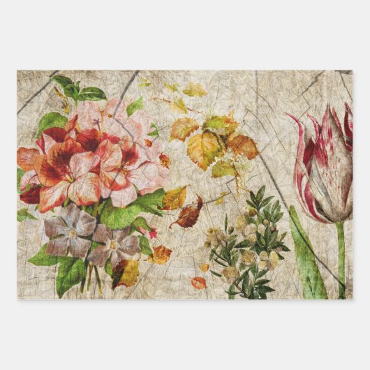 Elegant Floral Decoupage Inpakpapier Vel (Voorkant)