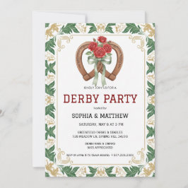 Elegant Floral Derby Party Invitation Kaart