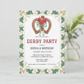 Elegant Floral Derby Party Invitation Kaart (Staand voorkant)