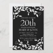 Elegant Floral design 20e Jubileum Uitnodigen Kaart (Voorkant)