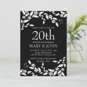 Elegant Floral design 20e Jubileum Uitnodigen Kaart (Staand voorkant)