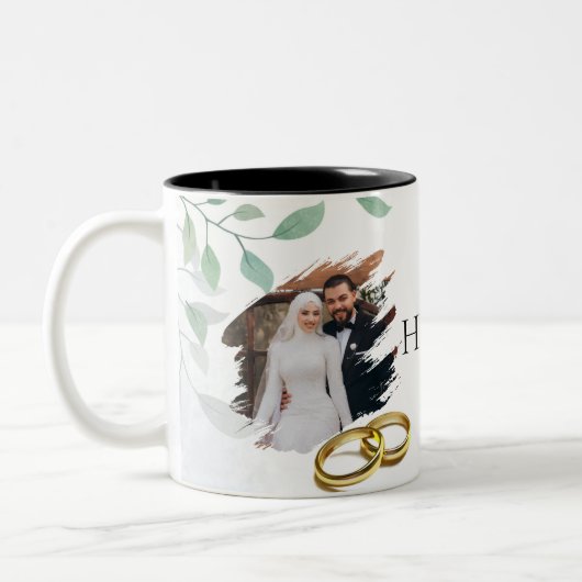 Elegant Floral Design for Bridesmaid Gifts Tweekleurige Koffiemok (Links)