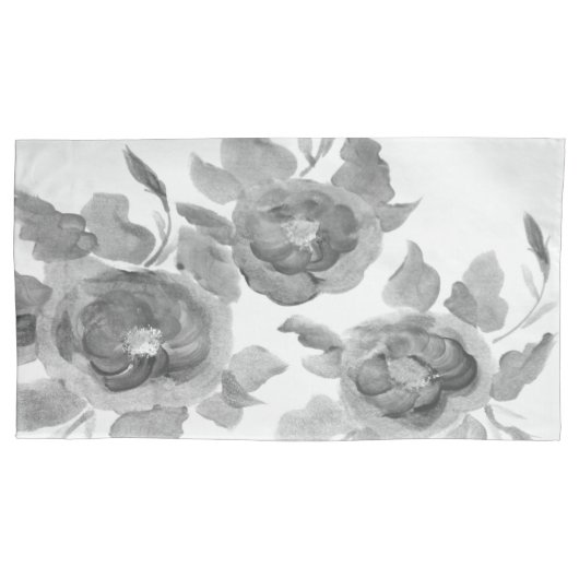 Elegant Floral Design in grijs Kussensloop (Voorkant-Links)