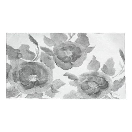 Elegant Floral Design in grijs Kussensloop (Achterkant-Links)