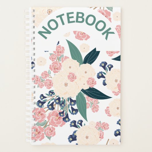 Elegant Floral Design – Navy Blue, Pink & Beige Ha Planner (Voorkant)