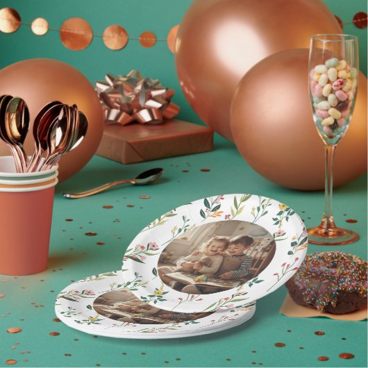 Elegant Floral Design Party Paper Plate Papieren Bordje (Multi)