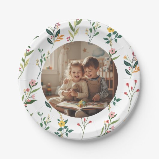 Elegant Floral Design Party Paper Plate Papieren Bordje (Voorkant)