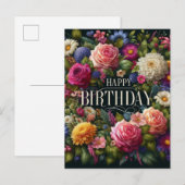 Elegant Floral Design Verjaardag briefkaart (Voorkant / Achterkant)