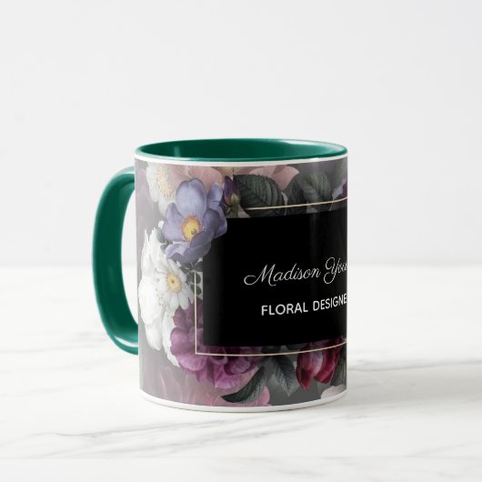 Elegant Floral Designer Custom Mok (Voorkant links)