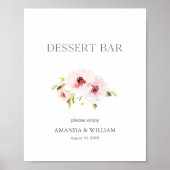 Elegant Floral Dessert Bar Sign Poster (Voorkant)