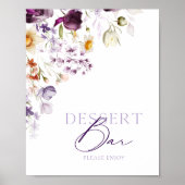 Elegant Floral Dessert Bar Sign Poster (Voorkant)