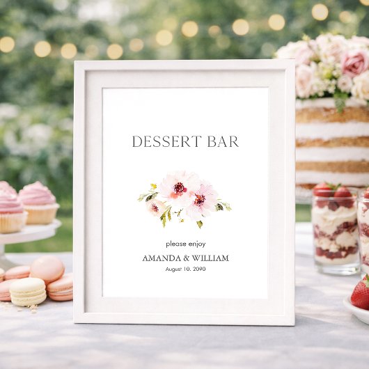 Elegant Floral Dessert Bar Sign Poster