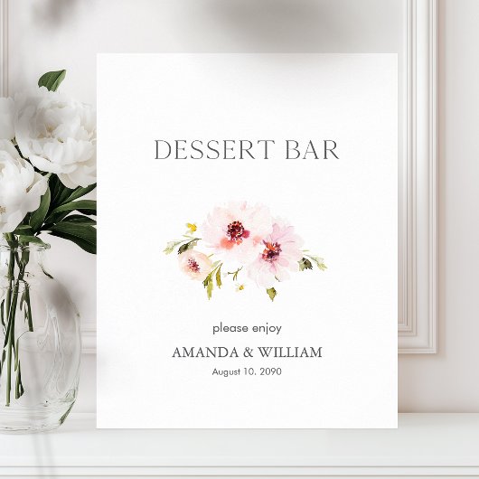 Elegant Floral Dessert Bar Sign Poster