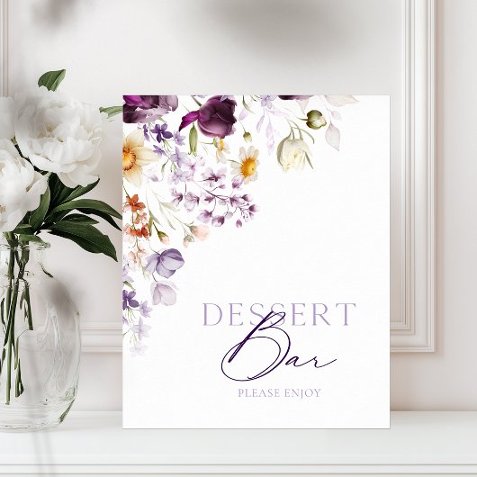 Elegant Floral Dessert Bar Sign Poster