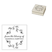 Elegant Floral Diamond Custom Name Library Book Rubberstempel (Gestempeld)