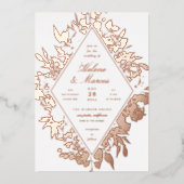 Elegant Floral Diamond Wedding Roos Gold Folie Uitnodiging (Voorkant)
