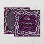 Elegant Floral & Diamonds 40e verjaardag Kaart (Voorkant / Achterkant)