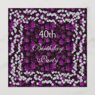 Elegant Floral & Diamonds 40e verjaardag Kaart