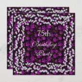 Elegant Floral & Diamonds 75e verjaardag Kaart (Voorkant / Achterkant)