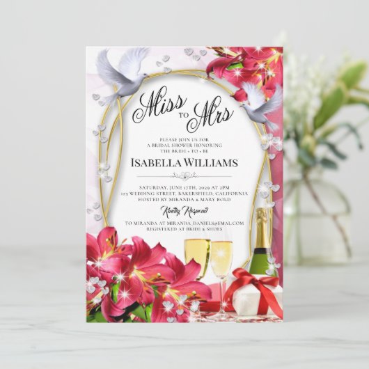 Elegant Floral Diamonds Hearts Vrijgezellenfeest Kaart (Staand voorkant)