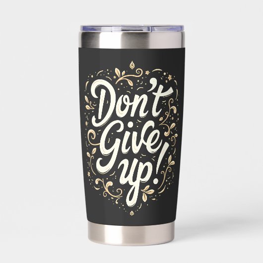 Elegant Floral "Don't Give Up!" Motivational Geïsoleerde Drinkbeker (Voorkant)
