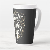 Elegant Floral "Don't Give Up!" Motivational Latte Mok (Rechterhoek)