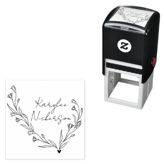 Elegant Floral Doodle Script Zelfinktende Stempel (In situ)