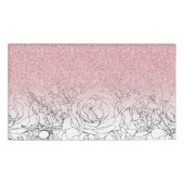 Elegant Floral Doodles Pink Gradient Glitter Afbee Naambadge (Voorkant)