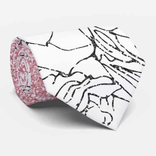 Elegant Floral Doodles Pink Gradient Glitter Afbee Stropdas (Opgerold)