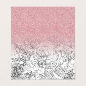 Elegant Floral Doodles Pink Gradient Glitter Afbee Visitekaartje (Buitenkant ongevouwen)