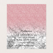 Elegant Floral Doodles Pink Gradient Glitter Afbee Visitekaartje (Binnenkant ongevouwen)