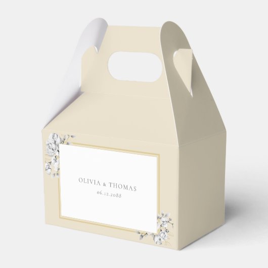 Elegant Floral Drawing Gold Lijst Rustic Wedding Bedankdoosjes (Voorkant Zijde)