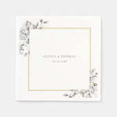 Elegant Floral Drawing Gold Lijst Rustic Wedding Servet (Voorkant)
