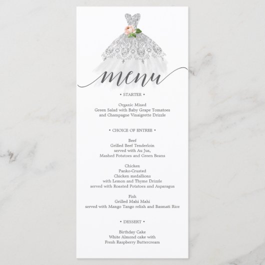 Elegant Floral Dress Quinceanera Menu (Voorkant)