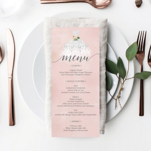 Elegant Floral Dress Quinceanera Menu
