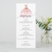 Elegant Floral Dress Quinceanera Menu Kaart (Staand voorkant)