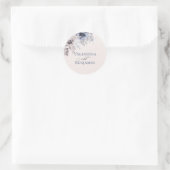 Elegant floral Dusty blue beige bruiloft Ronde Sticker (Tas)
