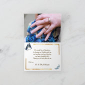 Elegant Floral Dusty Blue Birds Foto Weduwschap Bedankkaart (Binnen)