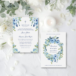 Elegant Floral Dusty Blue Christelijk Wedding Kaart