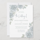 Elegant Floral Dusty Blue Classic Roos Flowers Kaart (Voorkant)