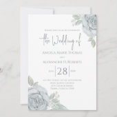 Elegant Floral Dusty Blue Classic Roos Flowers Kaart (Voorkant)