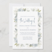 Elegant Floral Dusty Blue Roos QR Code Response Kaart (Voorkant)