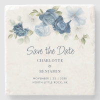 Elegant Floral Dusty Blue Save the Date Keepslag