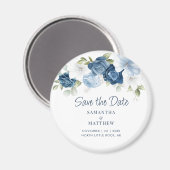 Elegant Floral Dusty Blue Save the Date Magneet (Voorkant / Achterkant)